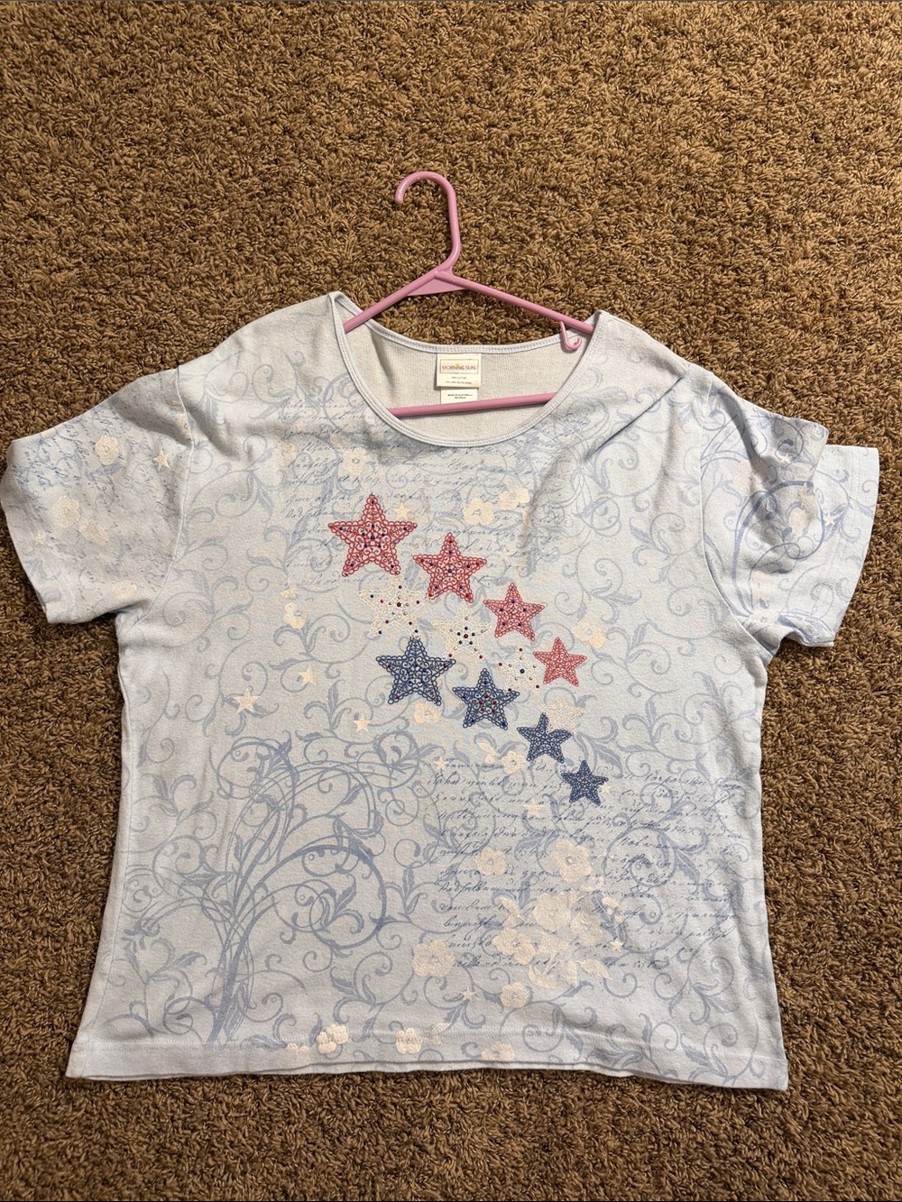 Cherokee Light Blue Short-Sleeve Star Graphic Tee
